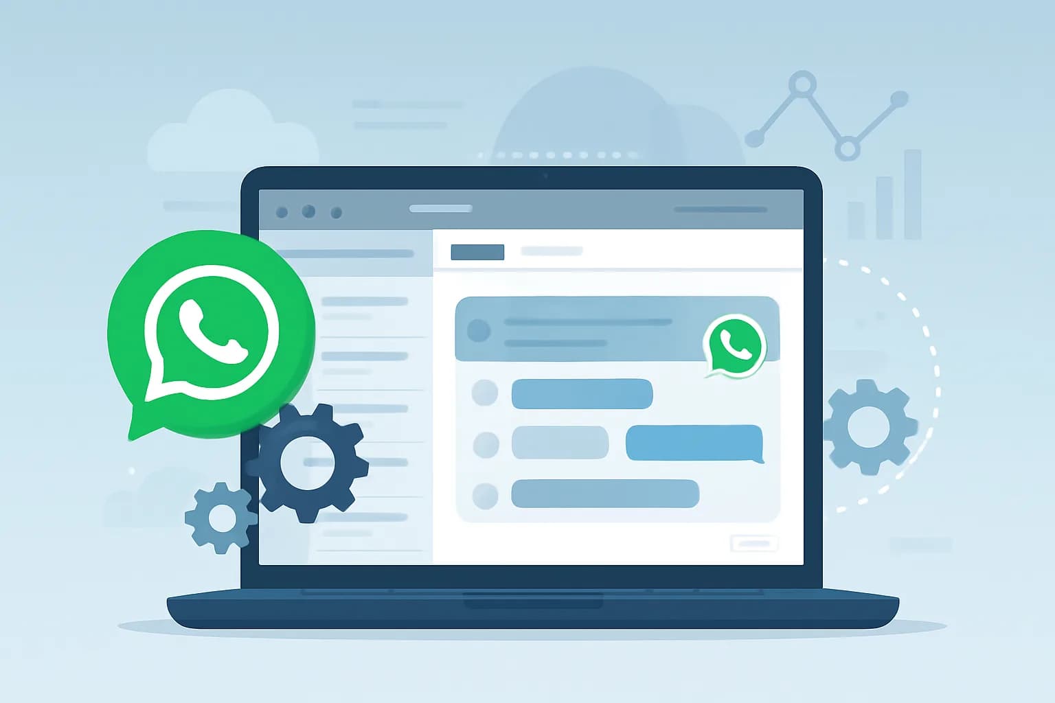 تصویری از اتوماسیون پیام رسانی واتساپ در CRM فروش B2B با فضایی حرفهای