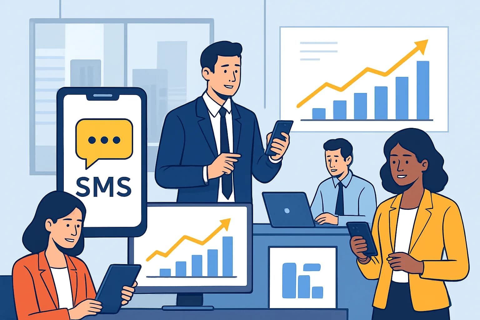 تصویری از اتوماسیون پیامکی در فروش با نمایش تیم فروش و افزایش نرخ تبدیل